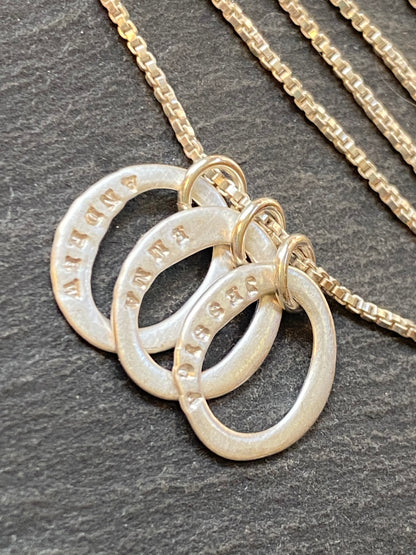 mom necklace hand stamped on tiny sterling silver charms - drake designs jewelry