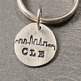 Cleveland skyline keychain hand stamped CLE- Drake Designs Jewelry