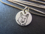 German Shepherd necklace in sterling silver. Drake designs jewelry
