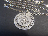 solid sterling silver compass necklace for men or women pesonalized with latitude longitude coordinates