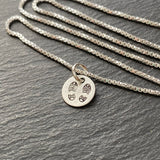 Sterling silver boot print necklace for hiker outdoors woman. drake designs jewelry