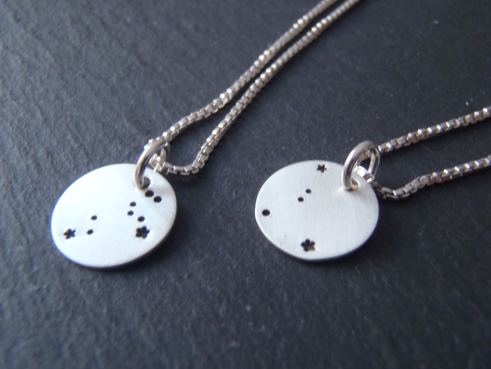 Zodiac constellation necklace hand stamped on sterling silver - Drake Designs Jewelry