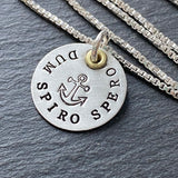 Latin phrase jewelry. dum spiro spero. while I breathe I hope. anchor necklace. drake designs jewelry