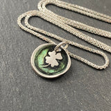 green clover wax seal necklace. drake designs jewelry