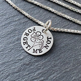 forget me not necklace remembrance gift for sympathy and loss.  hand crafted from sterling silver with a brushed finish.  Drake designs jewelry