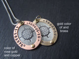 Gold and silver personalized compass necklace with coordinates - Drake Designs Jewelry