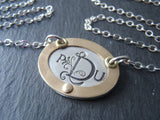 Monogram necklace - mixed metal sterling silver oval with gold rim hand crafted - Drake Designs Jewelry