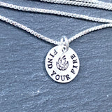 tiny sterling silver find your fire necklace. drake designs jewelry