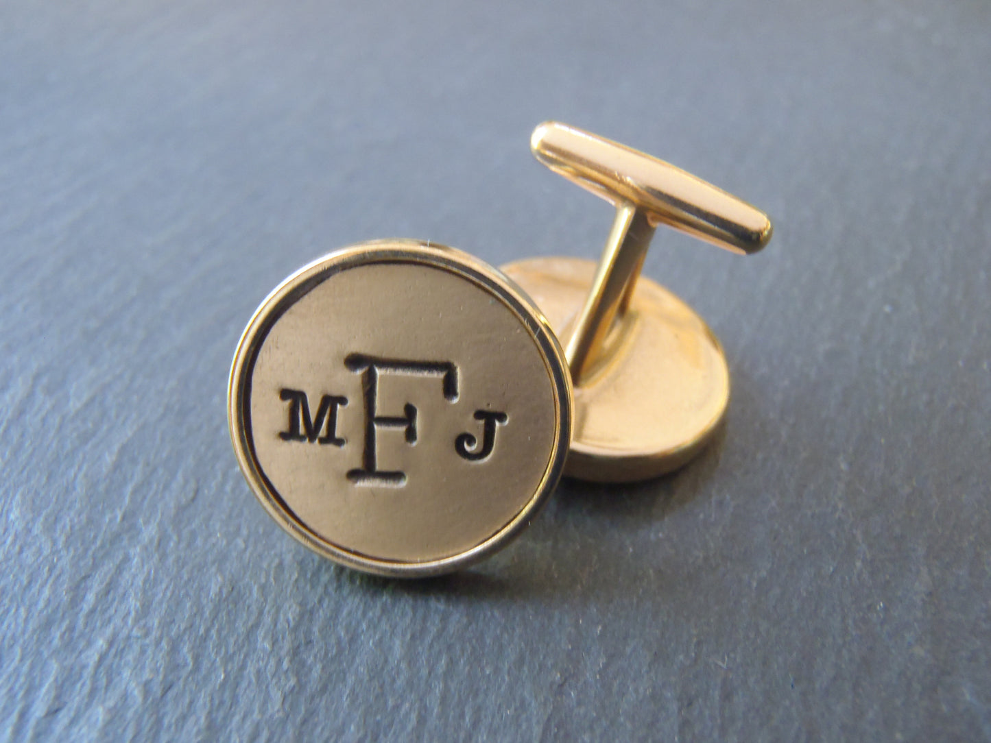 Bronze cufflinks personalized with monogram. 8th Anniversary gift - Drake Designs Jewelry