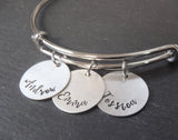 Personalized adjustable mom bangle bracelet - Drake Designs Jewelry