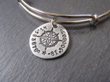 GPS coordinate bangle bracelet for her - womens's personalized compass jewelry - Drake Designs Jewelry