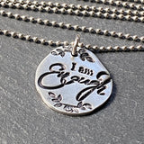 I am enough necklace inspirational hand stamped jewelry with floral border - drake designs jewelry