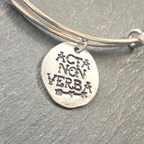 ACTA NON VERBA Latin deeds not words bracelet.  Latin saying jewelry graduation gift for her - drake designs jewelry