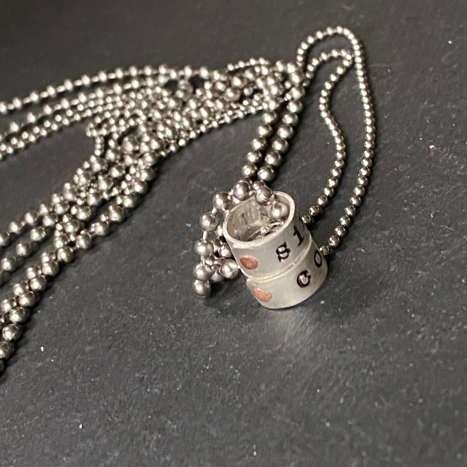hand stamped sine and cosine couples math tiny ring charm jewelry set - drake designs jewelry