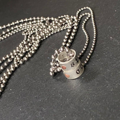 hand stamped sine and cosine couples math tiny ring charm jewelry set - drake designs jewelry