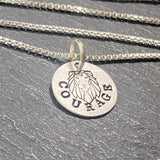 Sterling silver courage necklace with hand stamped Lion. Drake Designs Jewelry