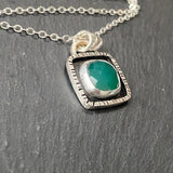 Green Onyx pendant necklace hand crafted with recycled sterling silver