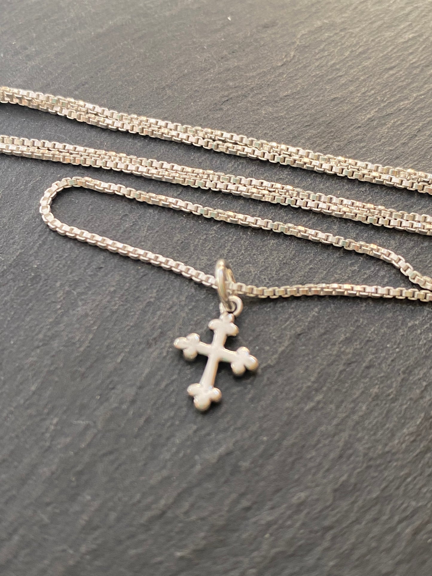 tiny sterling silver botonee cross necklace - drake designs jewelry