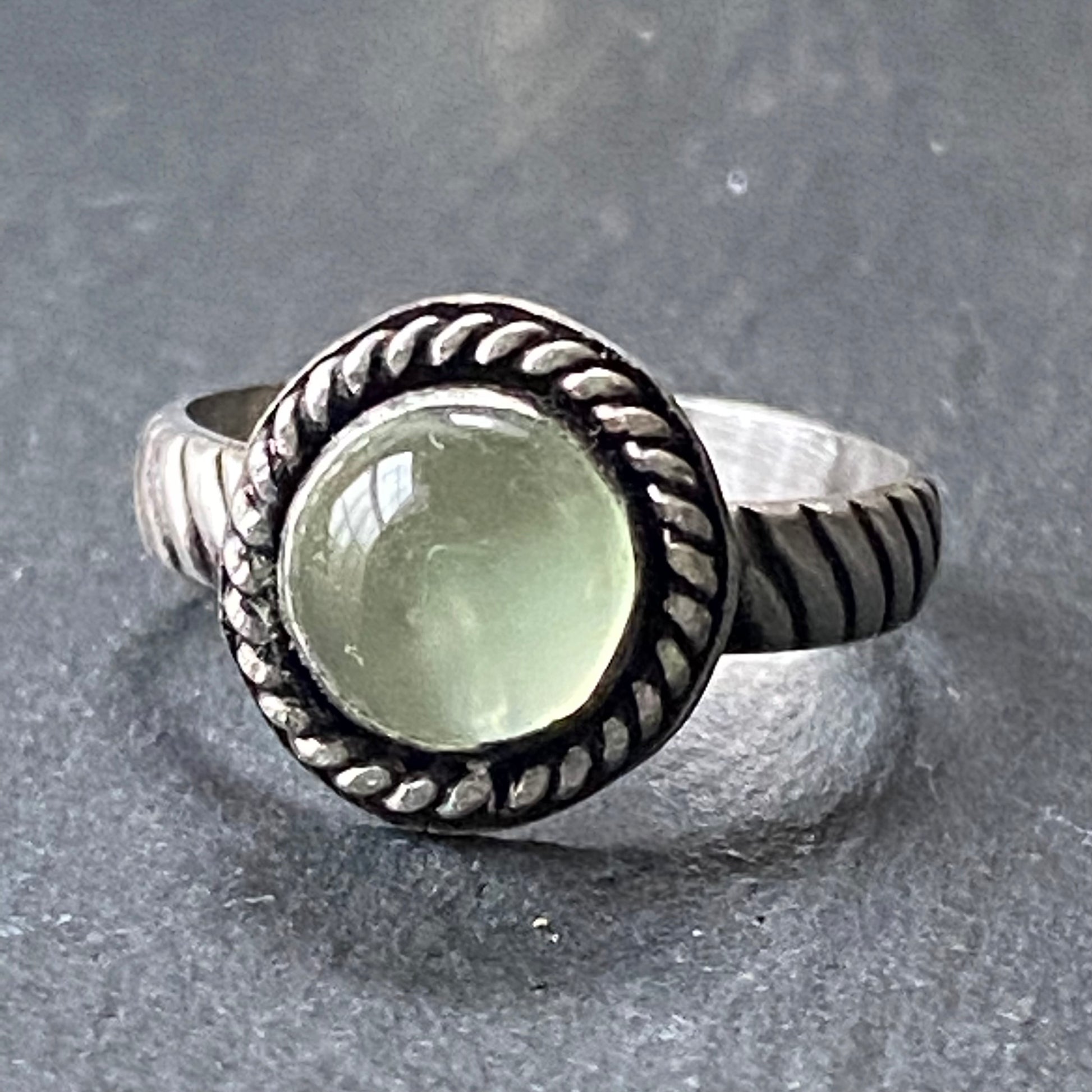 prehnite ring sterling silver made by hand from recycled sterling silver - drake designs jewelry