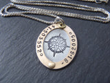 Gold and silver personalized compass necklace with coordinates - Drake Designs Jewelry