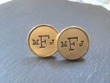 Bronze cufflinks personalized with monogram. 8th Anniversary gift - Drake Designs Jewelry