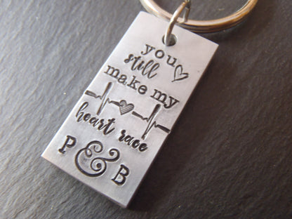 Ten Year Aluminum Anniversary Gift for Husband or Wife - Personalized Keychain