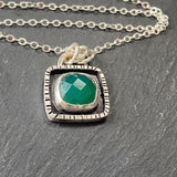 Green Onyx pendant necklace hand crafted with recycled sterling silver