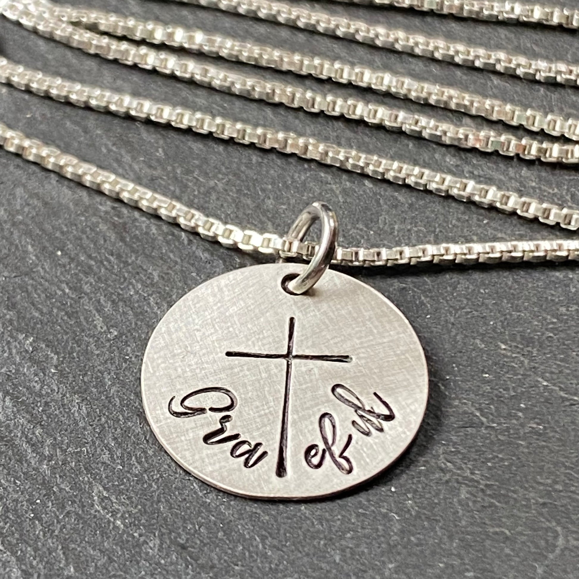 Sterling silver Grateful cross necklace hand crafted Christian cross necklace - Drake Designs Jewelry
