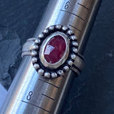 raw ruby ring size 7 hand crafted from sterling silver