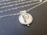 Sterling silver raised edge Initial necklace