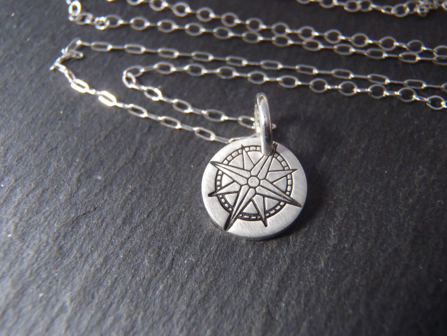 tiny sterling silver compass necklace inspirational jewelry - Drake Designs Jewelry