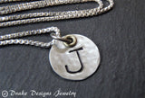 Mixed metal mom necklace with initials sterling silver custom made - Drake Designs Jewelry