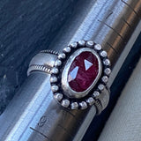 raw ruby ring size 8 hand crafted from sterling silver