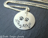 paw print dog mom necklace personalized - sterling silver - Drake Designs Jewelry