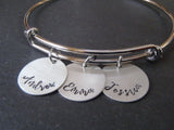 Personalized adjustable mom bangle bracelet - Drake Designs Jewelry