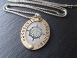 Gold and silver personalized compass necklace with coordinates - Drake Designs Jewelry