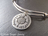 GPS coordinate bangle bracelet for her - womens's personalized compass jewelry - Drake Designs Jewelry