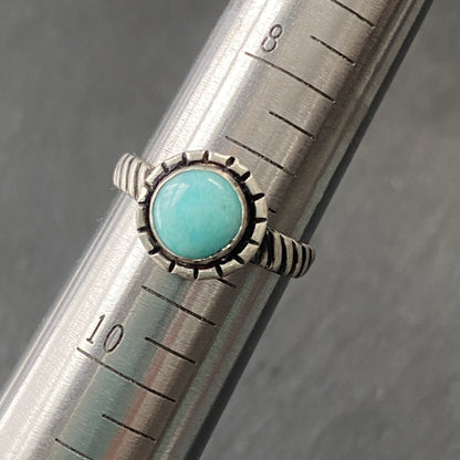 Amazonite Sterling Silver Rustic Ring  - Sterling Silver and Cable Ring Band