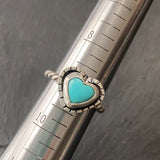 Sterling silver  turquoise heart ring with organic border on bezel set Kingman turquoise with twist wire rope ring band solid sterling silver and genuine turquoise - drake designs jewelry