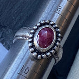 raw ruby ring size 9 hand crafted from sterling silver