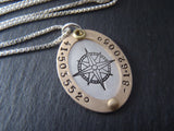 Gold and silver personalized compass necklace with coordinates - Drake Designs Jewelry