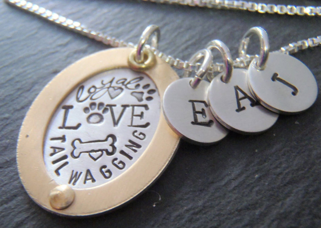 Dog mom Mixed metal pet necklace personalized - Drake Designs Jewelry