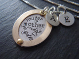 Mixed metal mother's necklace word collage personalized with children's initials - Drake Designs Jewelry