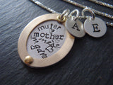 Mixed metal mother's necklace word collage personalized with children's initials - Drake Designs Jewelry