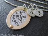Mixed metal mother's necklace word collage personalized with children's initials - Drake Designs Jewelry