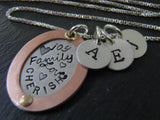 Mixed metal family necklace personalized with kid's initials - Drake Designs Jewelry