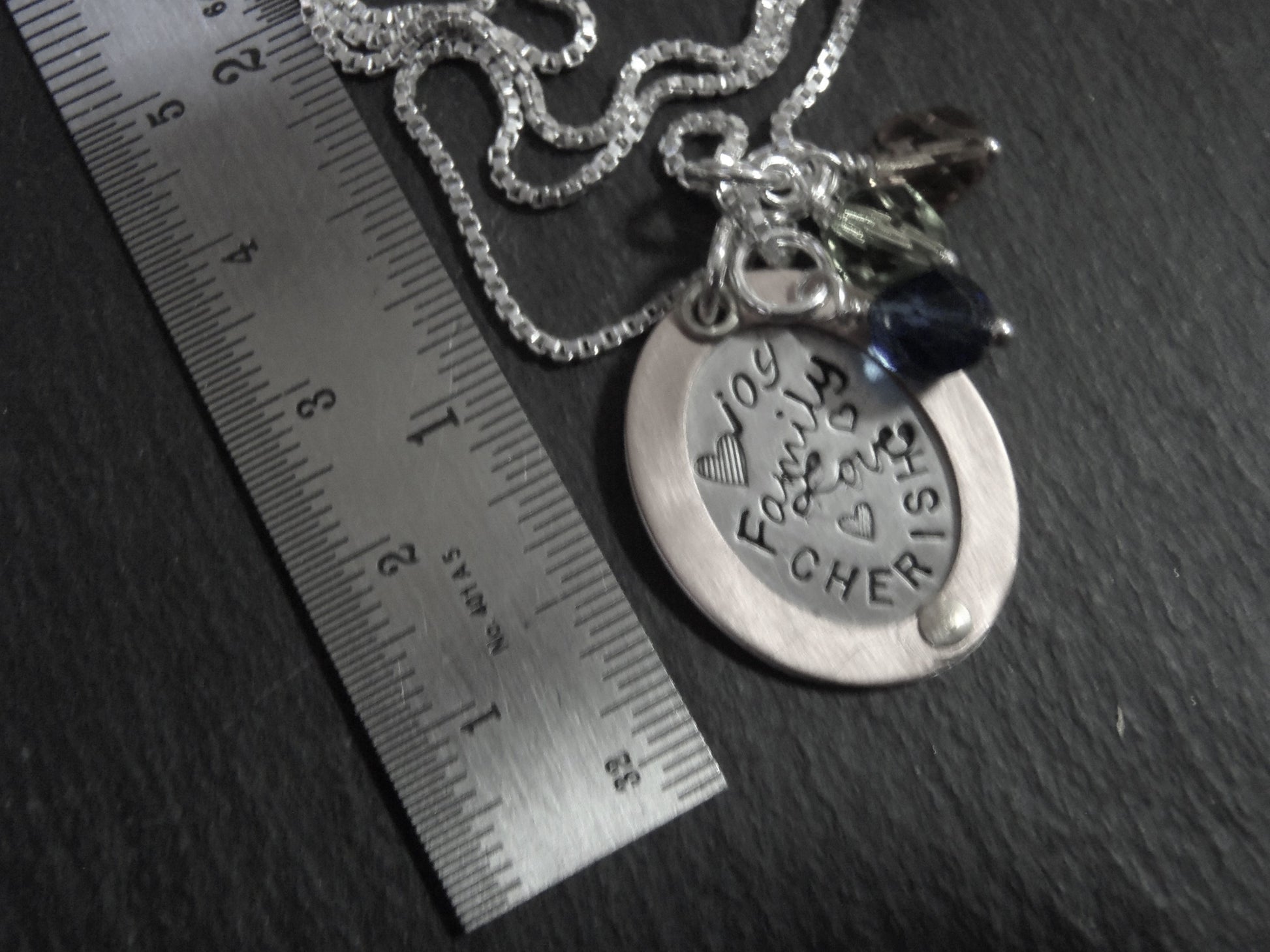Rose gold and sterling silver mom necklace with personalized family birthstones - Drake Designs Jewelry