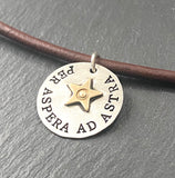 Per Aspera ad Astra Latin phrase necklace for men.  To the stars through hardships. Inspirational Latin quote  necklace. drake designs jewelry