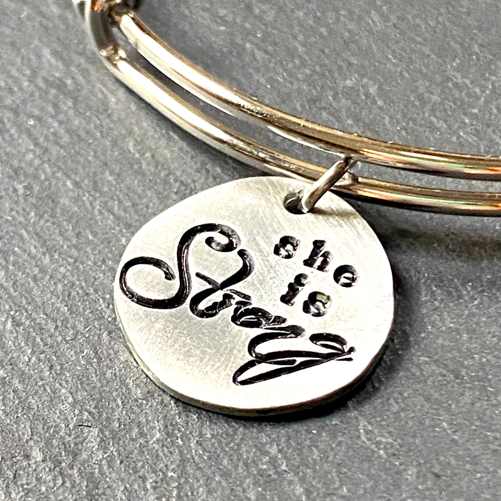 she is strong inspirational bracelet - drake designs jewelry