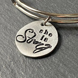 she is strong inspirational jewelry gift for her - drake designs jewelry  Edit alt text